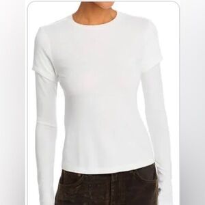 NWT Re/Done 60’s slim long sleeve white t shirt ribbed size XS